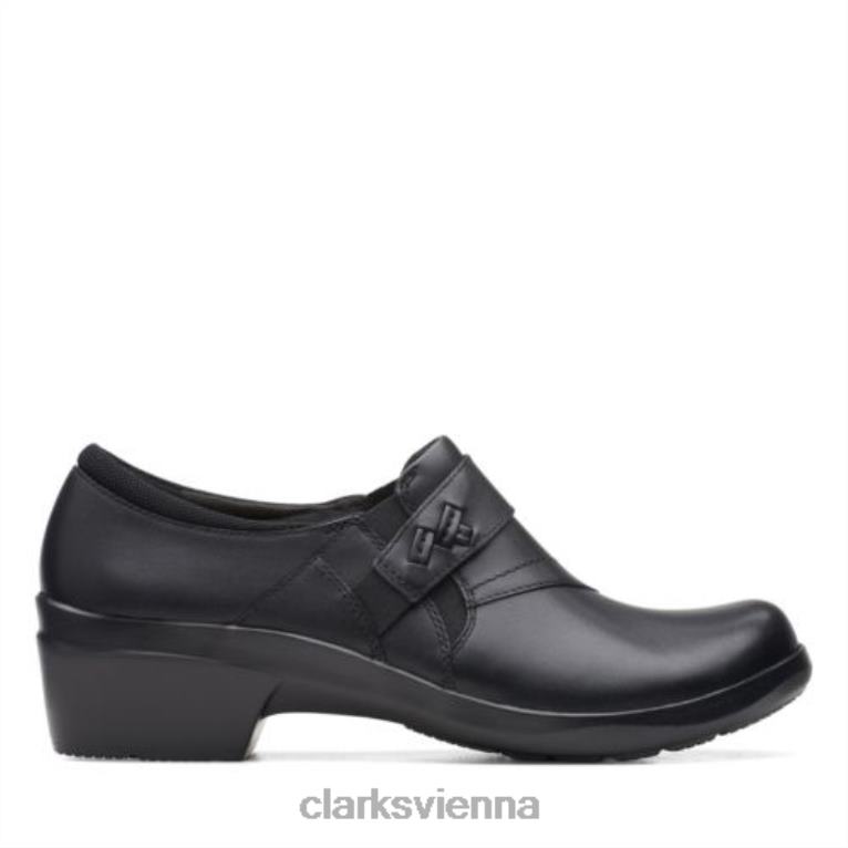 Frauen Clarks Angie Pearl Black Leder Clarks 80BRV3894 schwarzes Leder