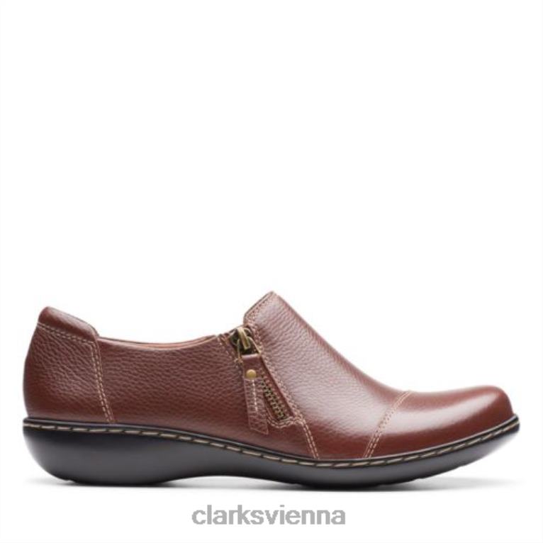 Frauen Clarks Ashland Palm Clarks Mahogany Leder 80BRV3911 Mahagonileder