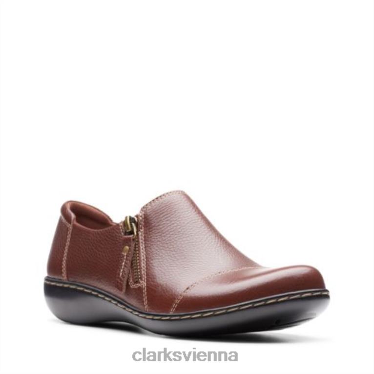 Frauen Clarks Ashland Palm Clarks Mahogany Leder 80BRV3911 Mahagonileder