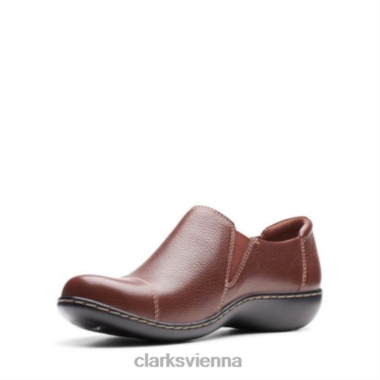 Frauen Clarks Ashland Palm Clarks Mahogany Leder 80BRV3911 Mahagonileder