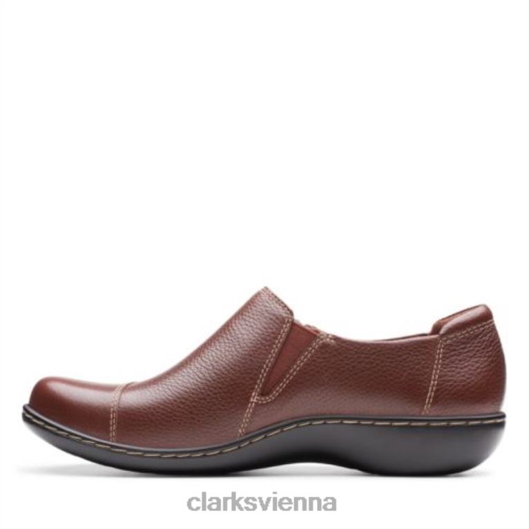 Frauen Clarks Ashland Palm Clarks Mahogany Leder 80BRV3911 Mahagonileder