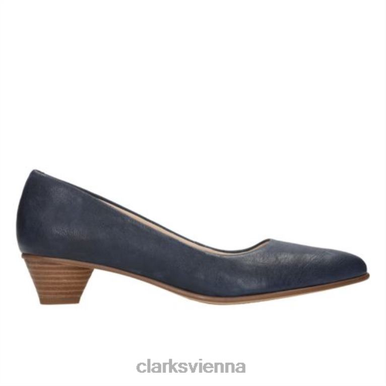 Frauen Clarks Mena Bloom Clarks Marineblaues Leder 80BRV3981 marineblaues Leder