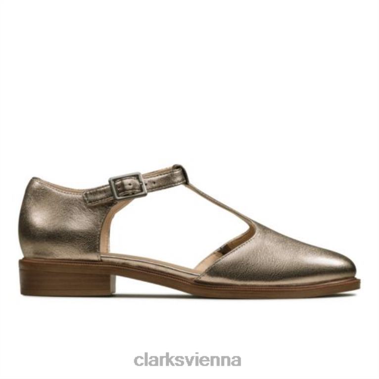 Frauen Clarks Taylor Palm Stone Metallic Clarks 80BRV4030 Steinmetallic