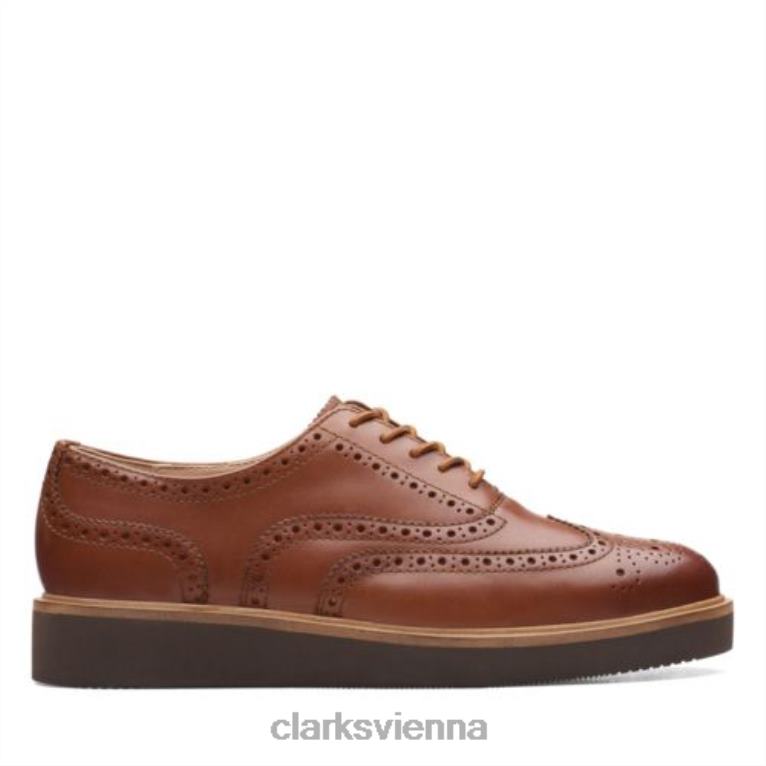 Frauen Clarks Glickly Brogue Clarks dunkelbraunes Leder 80BRV3973 dunkelbraunes Leder