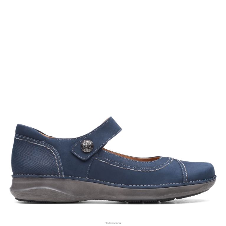 Frauen Clarks Appley Walk Clarks Marine Nubuk 80BRV3287 marineblaues Nubuk