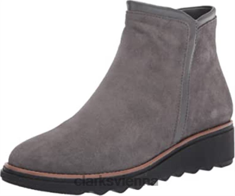 Frauen Clarks Grauer Wildleder-Clarks-Damen-Sharon-Heights-Modestiefel 80BRV2499