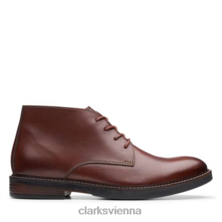 Männer Clarks Mahogany-Leder Paulson Mid Clarks 80BRV4548 Mahagonileder