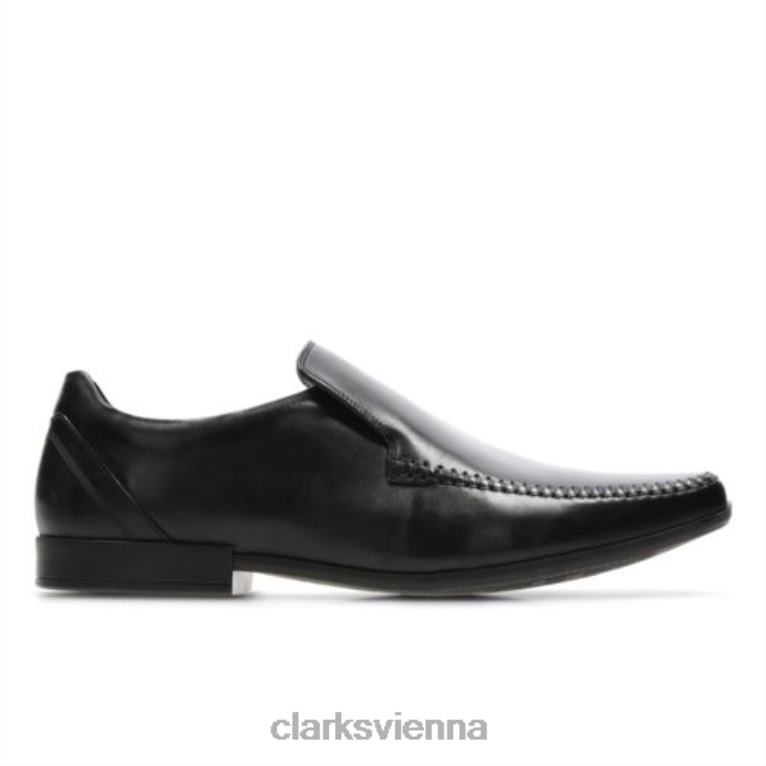 Männer Clarks Glement-Naht-Clarks-Schwarzleder 80BRV4397 schwarzes Leder