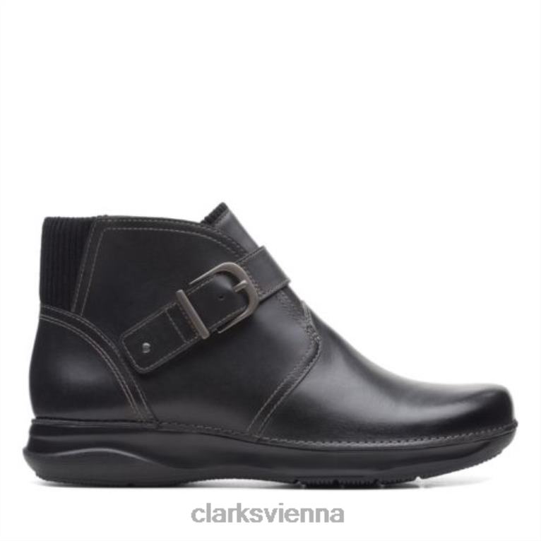 unisex Clarks Appley mittelschwarzes Leder von Clarks 80BRV4134 schwarzes Leder