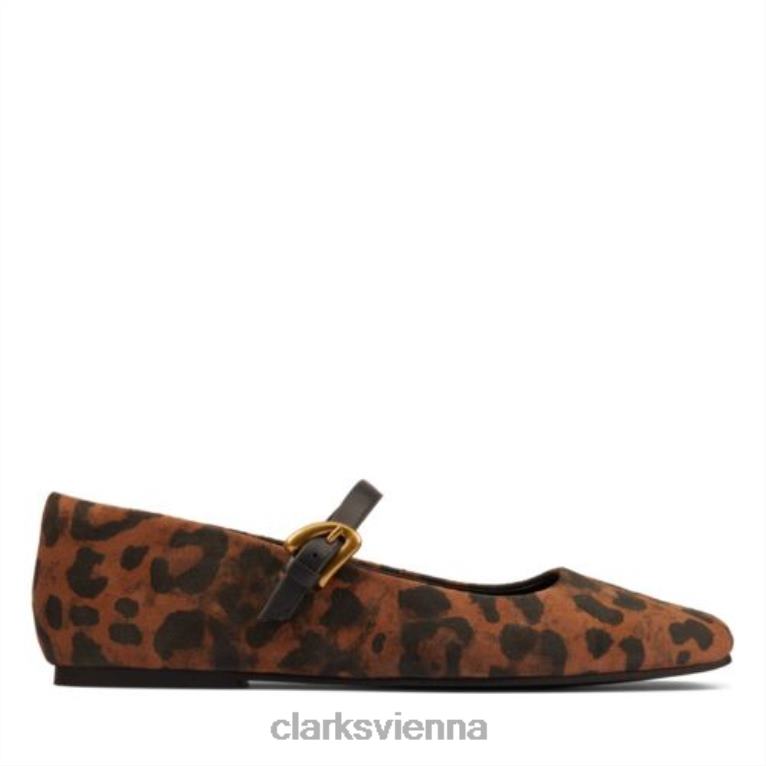 unisex Clarks Clarks Leopard Wildleder Pure Tbar 80BRV4337 Leoparden-Wildleder