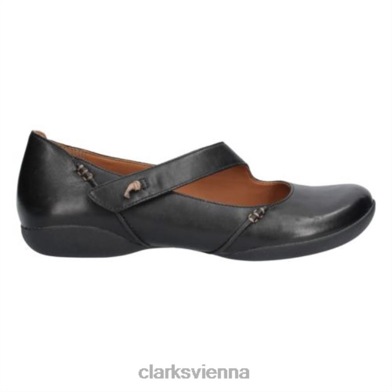 unisex Clarks Felicia Plum Clarks schwarzes Leder 80BRV4069 schwarzes Leder