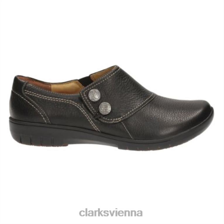 unisex Clarks Schwarzes Leder und Whisper Clarks 80BRV4076 schwarzes Leder