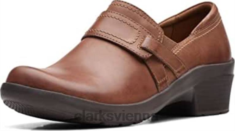 unisex Clarks Angie Poppy dunkelbraunes Leder von Clarks 80BRV190 dunkelbraunes Leder