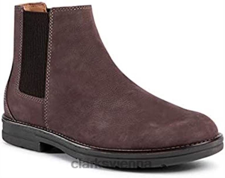 unisex Clarks Dunkelbraunes Nubukleder von Clarks Banning Limit 80BRV24 dunkelbraunes Nubuk