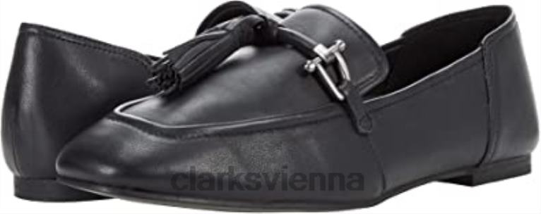 unisex Clarks Schwarzes Leder, reines 2-Quasten-Clarks 80BRV2804 schwarzes Leder