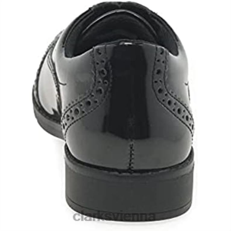 unisex Clarks Aubrie Tap Youth Lederschuhe schwarz Lack Clarks 80BRV151