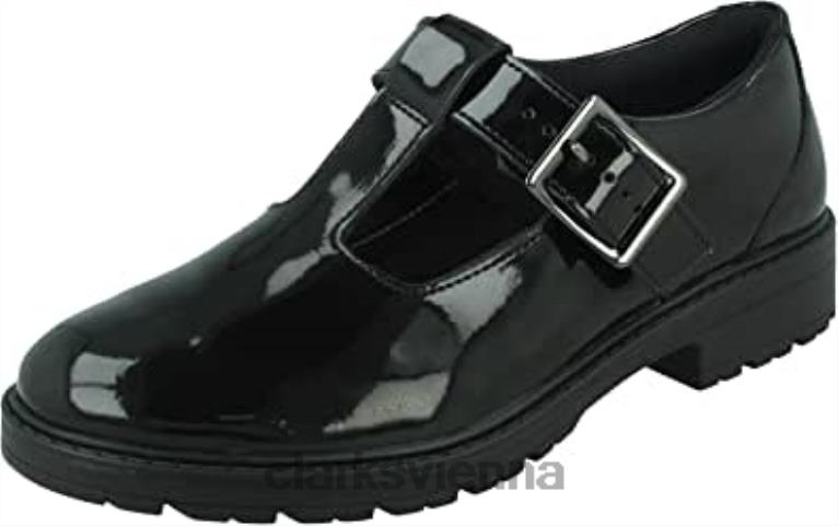 unisex Clarks Clarks Loxham Shine Jugendlackschuhe schwarz 80BRV554