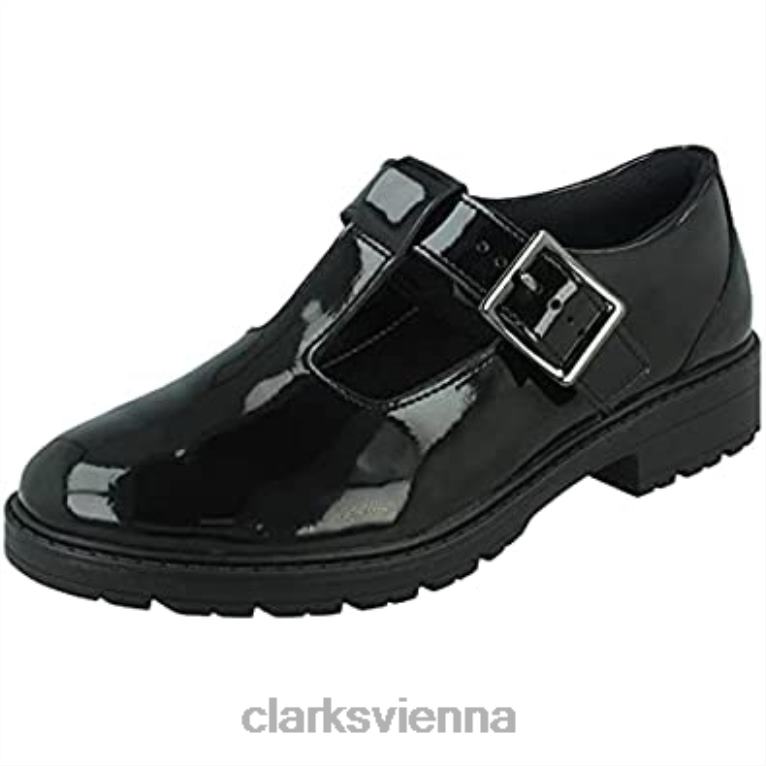 unisex Clarks Clarks Loxham Shine Jugendlackschuhe schwarz 80BRV554