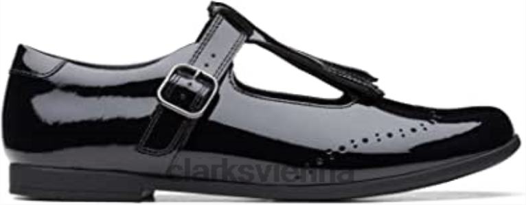 unisex Clarks Mode Scala Teen Jugend Lederschuhe schwarze Clarks 80BRV510