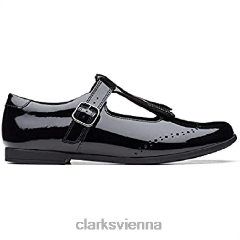 unisex Clarks Mode Scala Teen Jugend Lederschuhe schwarze Clarks 80BRV510