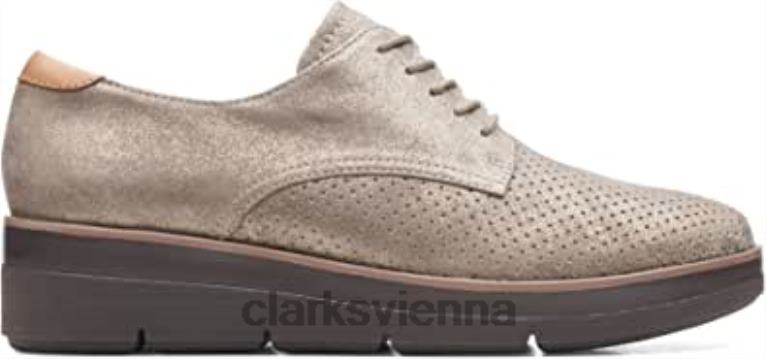 unisex Clarks Schuhe aus platinmetallischem Shayllace-Leder in Clarks 80BRV1188 Platinmetallic